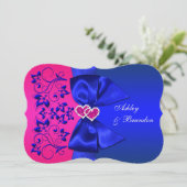 PRINTED RIBBON Blue, Pink Floral Wedding Invite (Standing Front)