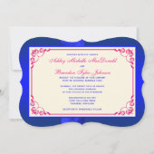 PRINTED RIBBON Blue, Pink Floral Wedding Invite (Back)