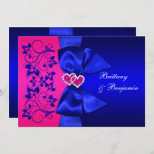 PRINTED RIBBON Blue, Pink Floral Wedding Invite (Front/Back)