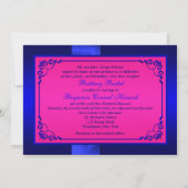 PRINTED RIBBON Blue, Pink Floral Wedding Invite (Back)