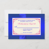 PRINTED RIBBON Blue, Pink Floral Wedding RSVP Card (Back)