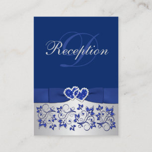PRINTED RIBBON Blue, Silver Floral Enclosure Card