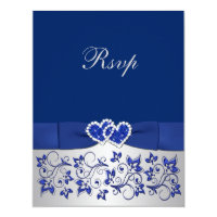 PRINTED RIBBON Blue, Silver Floral Reply Card
