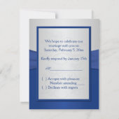 PRINTED RIBBON Blue Silver Joined Hearts RSVP Card (Back)