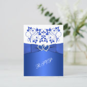 PRINTED RIBBON Blue, White Floral, Hearts RSVP (Standing Front)