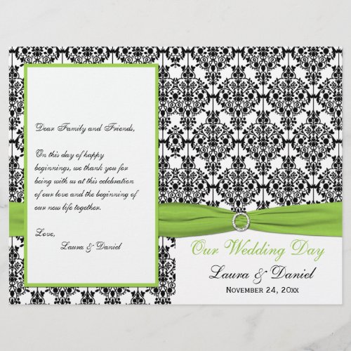 PRINTED RIBBON Chartreuse Black Wedding Program