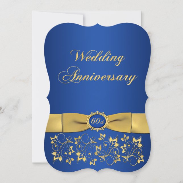 PRINTED RIBBON Fancy Shape 60th Anniversary Invite (Front)