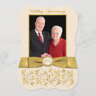 PRINTED RIBBON Fancy Shape 60th Anniversary Invite