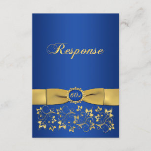 PRINTED RIBBON Fancy Shape 60th Anniversary RSVP Invitation
