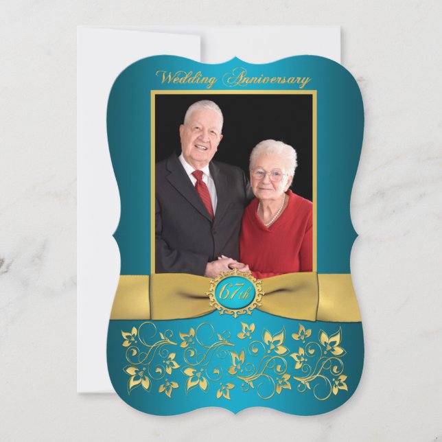 PRINTED RIBBON Fancy Shape 67th Anniversary Invite (Front)