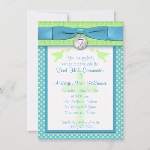 PRINTED RIBBON First Holy Communion Invitation
