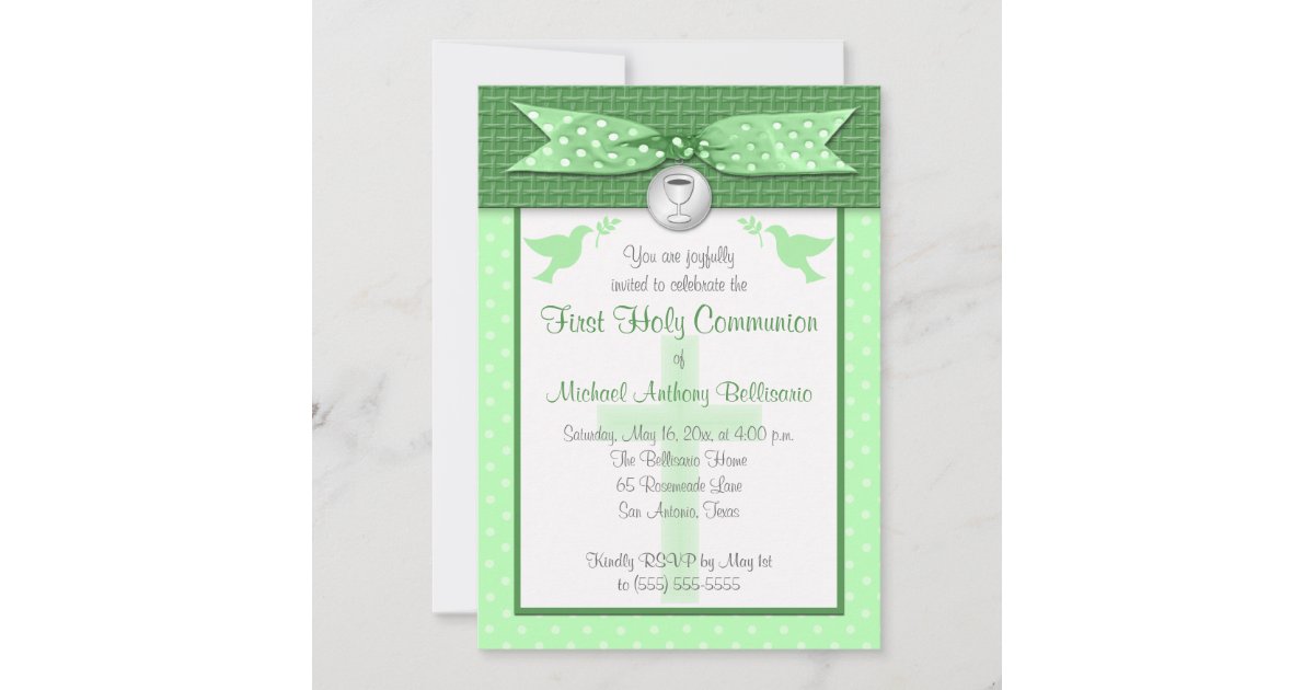 PRINTED RIBBON First Holy Communion Invitation | Zazzle
