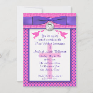 PRINTED RIBBON First Holy Communion Invitation