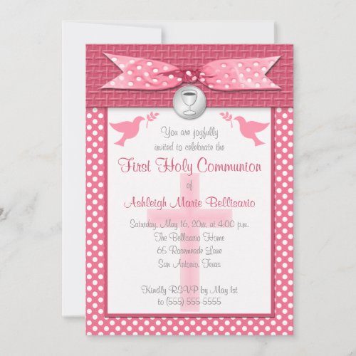 PRINTED RIBBON First Holy Communion Invitation