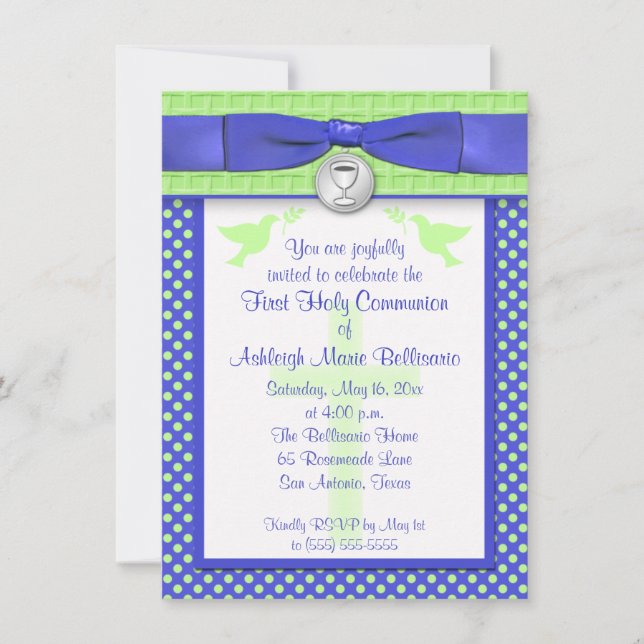 PRINTED RIBBON First Holy Communion Invitation (Front)