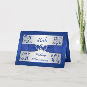 PRINTED RIBBON Floral 40th Anniversary Invitation