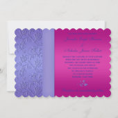 PRINTED RIBBON Fuchsia, Periwinkle Floral Wedding Invitation (Back)