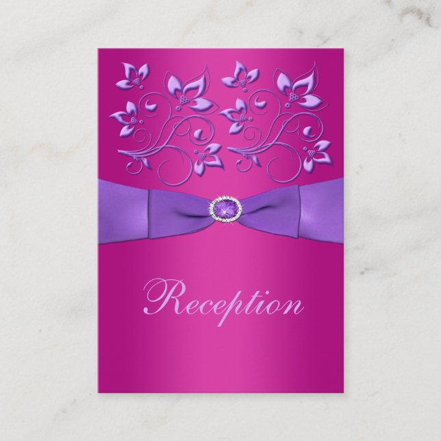PRINTED RIBBON Fuchsia Purple Enclosure Card (Front)