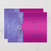 PRINTED RIBBON Fuchsia, Purple Floral RSVP Card (Front/Back)