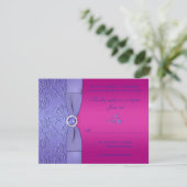 PRINTED RIBBON Fuchsia, Purple Floral RSVP Card (Standing Front)