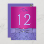 PRINTED RIBBON Fuchsia, Purple Table Number Card (Front/Back)