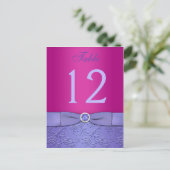 PRINTED RIBBON Fuchsia, Purple Table Number Card (Standing Front)