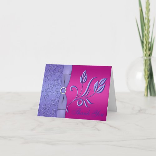 PRINTED RIBBON Fuchsia Purple Thank You Card