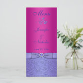 PRINTED RIBBON Fuchsia, Purple Wedding Menu Card (Standing Front)