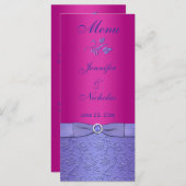 PRINTED RIBBON Fuchsia, Purple Wedding Menu Card (Front/Back)