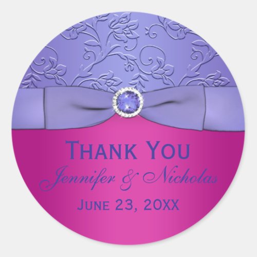 PRINTED RIBBON Fuchsia Purple Wedding Sticker