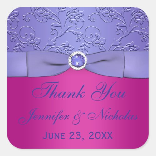 PRINTED RIBBON Fuchsia Purple Wedding Sticker