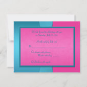 PRINTED RIBBON Fuchsia, Turquoise Reply Card (Back)