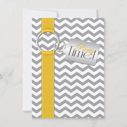 PRINTED RIBBON Gold Gray White 21st Birthday Party Invitation