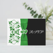 PRINTED RIBBON Green, White, Black Reply Card (Standing Front)