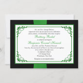 PRINTED RIBBON Green, White, Black Wedding Invite (Back)