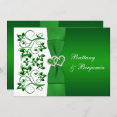 PRINTED RIBBON Green, White Floral Wedding Invite (Front/Back)