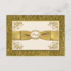 PRINTED RIBBON Ivory. Gold Floral Reply Card