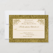 PRINTED RIBBON Ivory. Gold Floral Reply Card (Back)