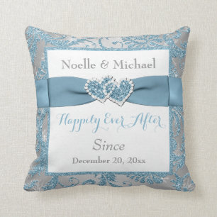 PRINTED RIBBON/JEWELS Winter Wonderland Wedding Throw Pillow