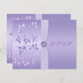 PRINTED RIBBON Lavender Floral Jeweled RSVP Card (Front/Back)