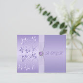 PRINTED RIBBON Lavender Floral Jeweled RSVP Card (Standing Front)