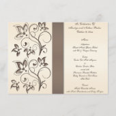 PRINTED RIBBON Mocha, Ivory Floral Menu Card (Back)