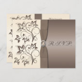 PRINTED RIBBON Mocha, Ivory Floral RSVP Card (Front/Back)