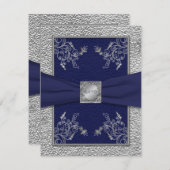 PRINTED RIBBON Navy and Pewter RSVP Card (Front/Back)