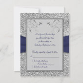 PRINTED RIBBON Navy and Pewter RSVP Card (Back)