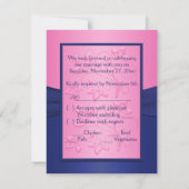 PRINTED RIBBON Navy, Pink Floral RSVP Card (Back)