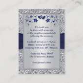 PRINTED RIBBON Navy, Silver Floral Enclosure Card (Back)