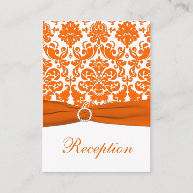 PRINTED RIBBON Orange Damask Enclosure Card (Front)