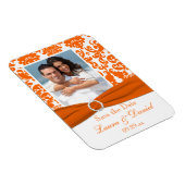 PRINTED RIBBON Orange Damask Save the Date Magnet (Right Side)