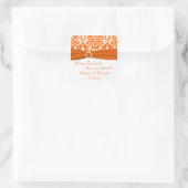 PRINTED RIBBON Orange, White Damask Candy Buffet Square Sticker (Bag)